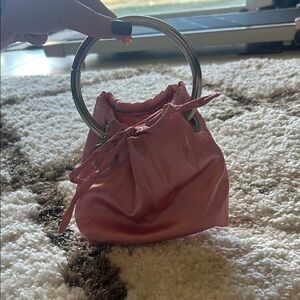 Lulu's Pink Mini Bag with Silver Handles